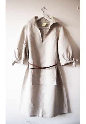 Limitovka - dámske ľanové šaty s riasenými rukávmi